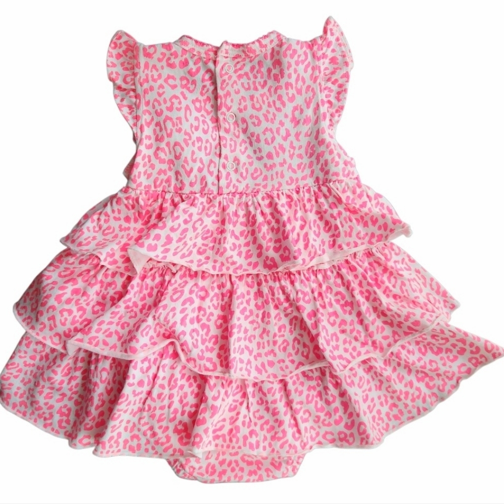 Carter's Baby Girls Pink Leopard Ruffle Bodysuit Dress One Piece Size 6 Months - Picture 10 of 16